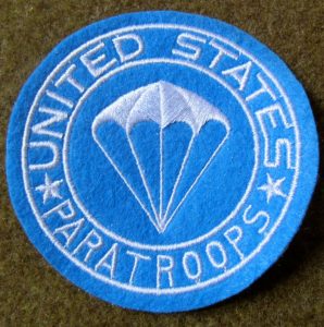 US PARATROOPERS" POCKET PATCH-ON BLUE WOOL