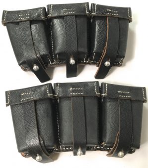 K98 RIFLE AMMO POUCHES-BLACK LEATHER