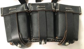 K98 RIFLE AMMO POUCHES-BLACK LEATHER