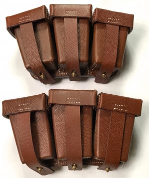 G98 RIFLE M1909 AMMO POUCHES-BROWN LEATHER
