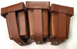 G98 RIFLE M1909 AMMO POUCHES-BROWN LEATHER