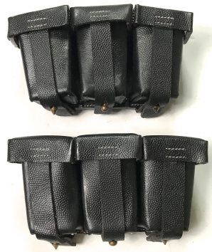 G98 RIFLE M1909 AMMO POUCHES-BLACK LEATHER