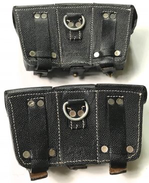 G98 RIFLE M1909 AMMO POUCHES-BLACK LEATHER