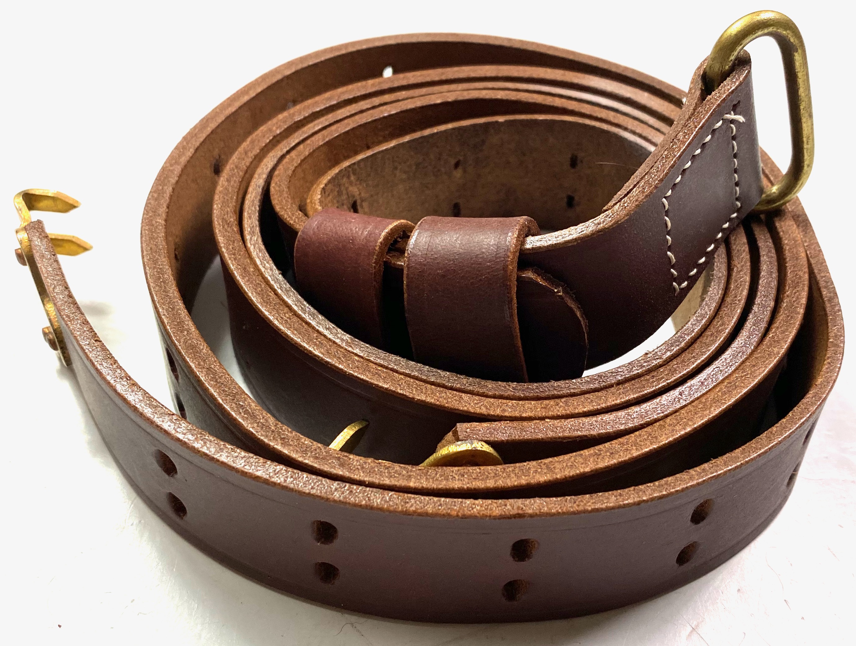 M1907 LEATHER RIFLE SLING-GOLD HARDWARE | Man The Line