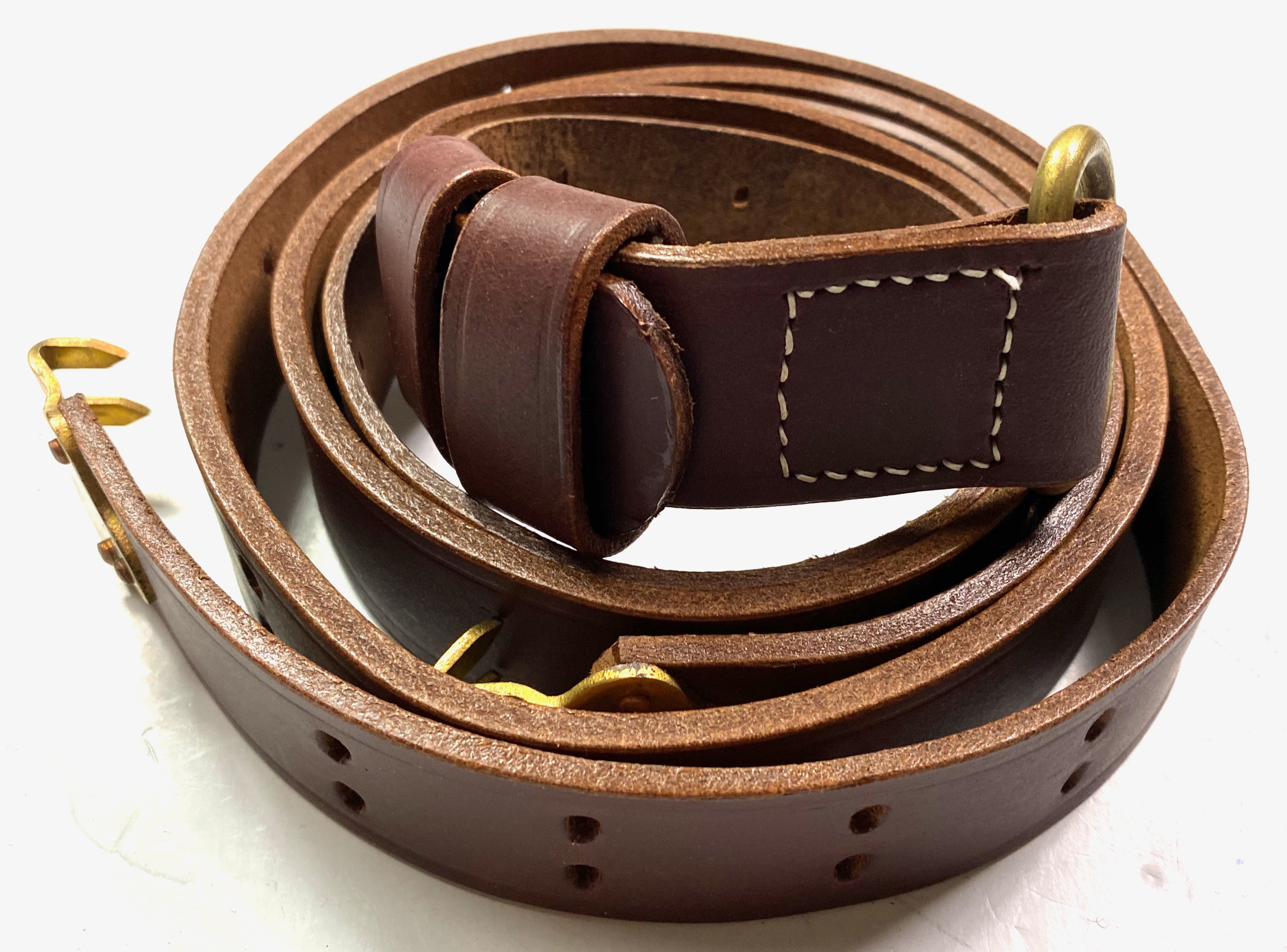 M1907 LEATHER RIFLE SLING-GOLD HARDWARE | Man The Line