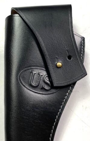"US" MARKED M1885 CAVALRY 1873 PISTOL LEATHER HOLSTER-LEFT HAND, BLACK