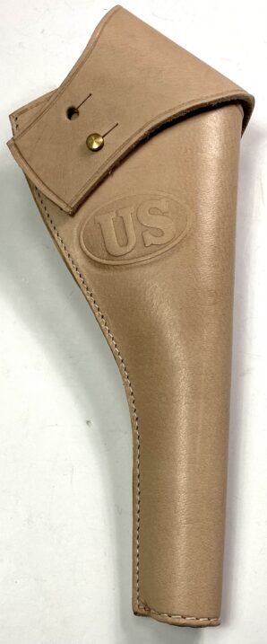 "US" MARKED M1885 CAVALRY 1873 PISTOL LEATHER HOLSTER-RIGHT HAND, RAW