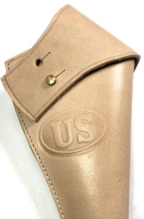 "US" MARKED M1885 CAVALRY 1873 PISTOL LEATHER HOLSTER-RIGHT HAND, RAW
