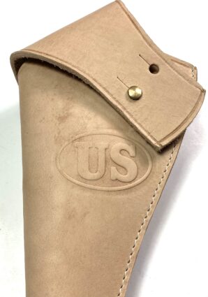 "US" MARKED M1885 CAVALRY 1873 PISTOL LEATHER HOLSTER-LEFT HAND, RAW